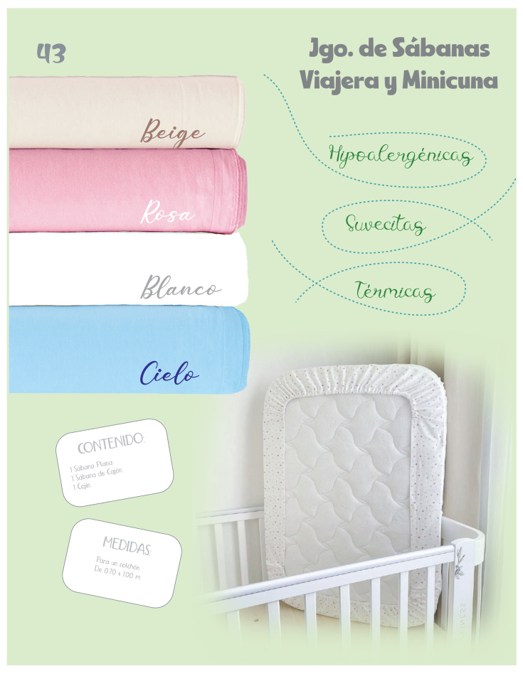Sábanas Baby Baby para viajera y minicuna